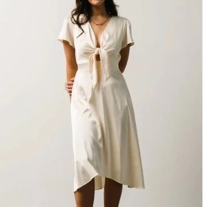 NWT Cream Satin Midi Dress